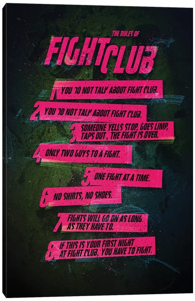 Fight Club Rules Canvas Art Print - Drama Movie Art