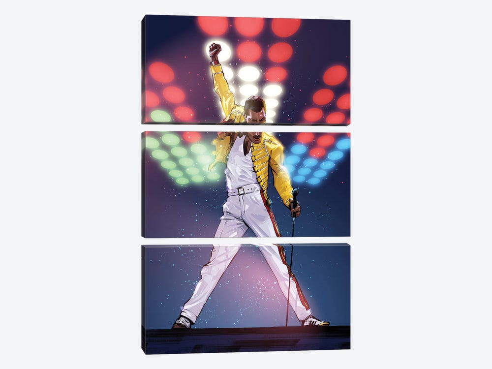 Freddie Mercury by Nikita Abakumov 3-piece Canvas Art