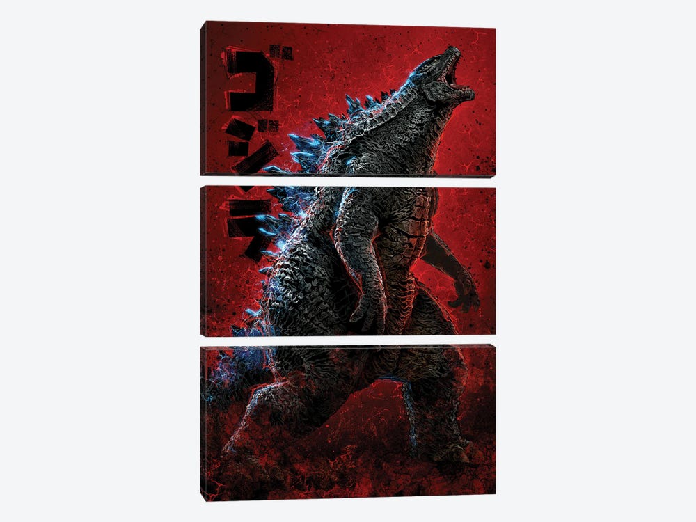 Godzilla by Nikita Abakumov 3-piece Canvas Artwork