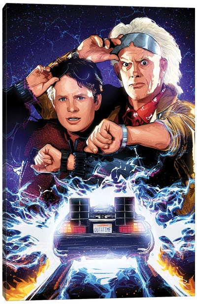 Marty And Doc Canvas Art Print - Michael J. Fox
