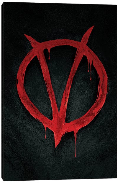V For Vendetta Sign Canvas Art Print - Nikita Abakumov