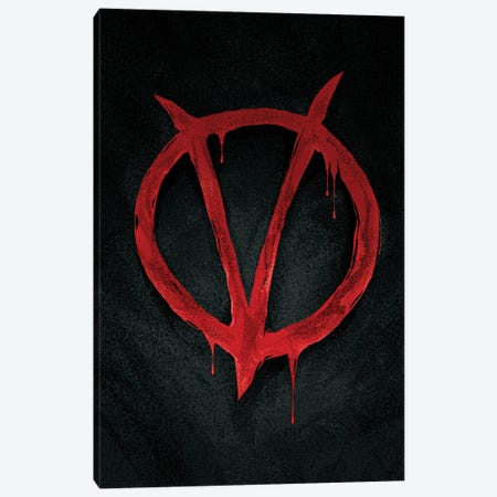 V For Vendetta Sign Canvas Print #AKM373} by Nikita Abakumov Canvas Artwork