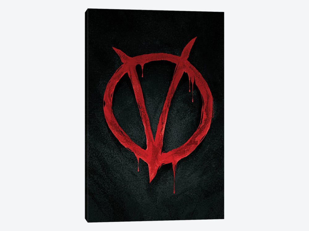 V For Vendetta Sign by Nikita Abakumov 1-piece Canvas Print