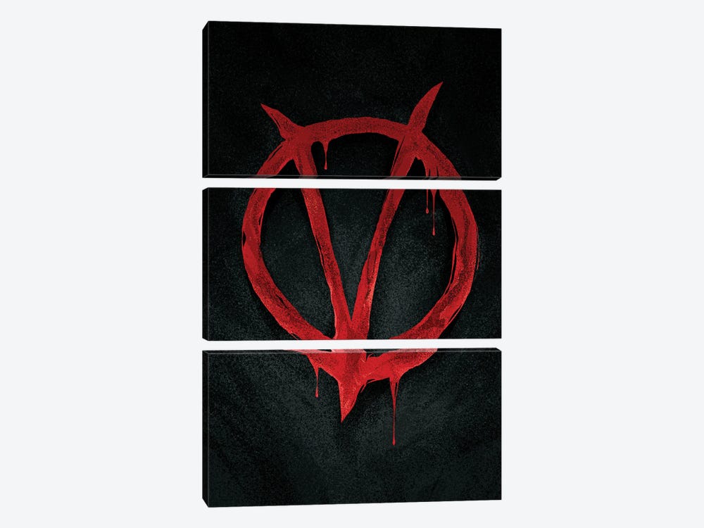 V For Vendetta Sign by Nikita Abakumov 3-piece Canvas Art Print
