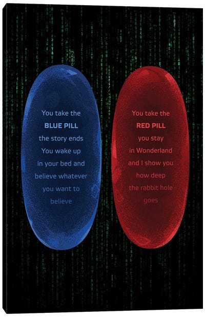 The Matrix Pills Canvas Art Print - Nineties Nostalgia Art