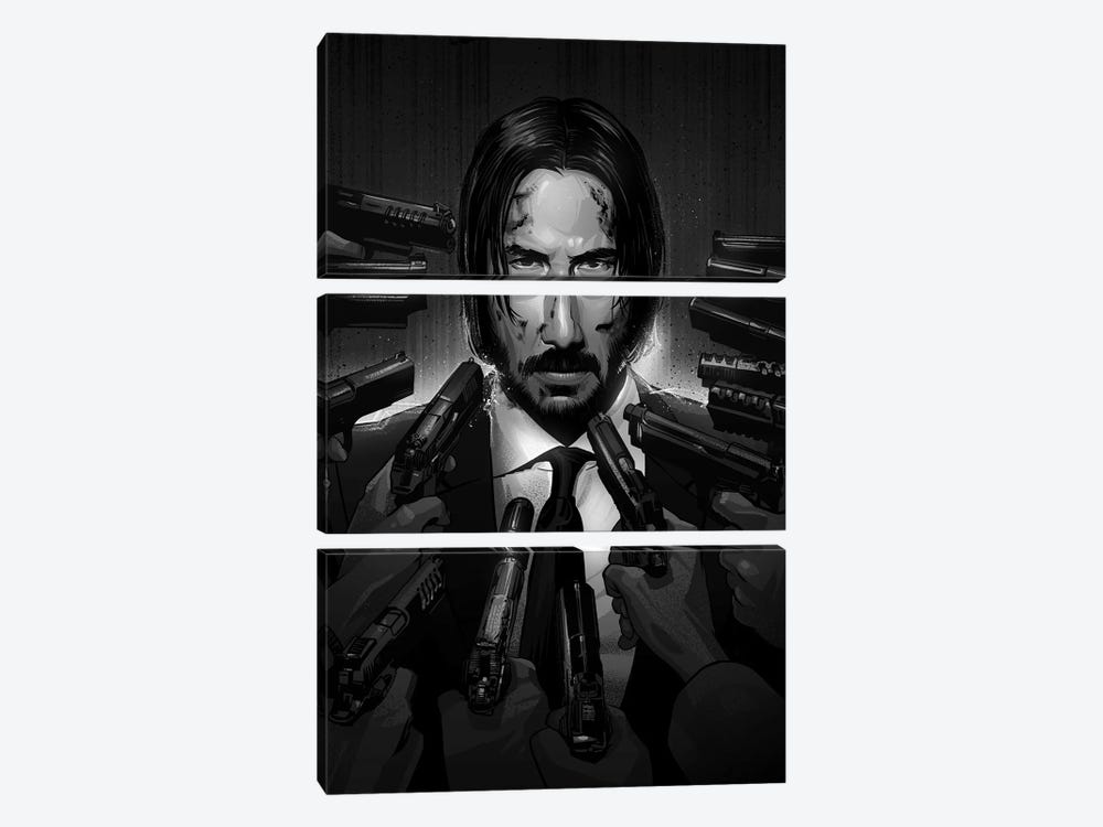 John Wick In Black And White 3-piece Canvas Artwork