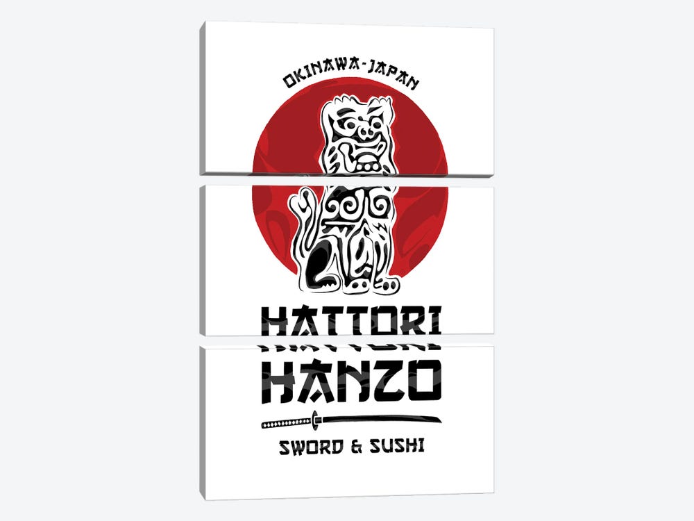 Hattori Hanzo Kill Bill White by Nikita Abakumov 3-piece Canvas Print