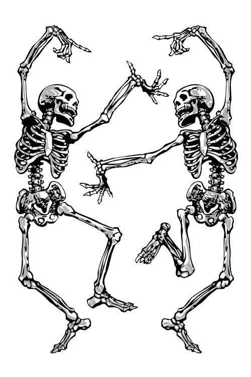 Dancing Skeletons White