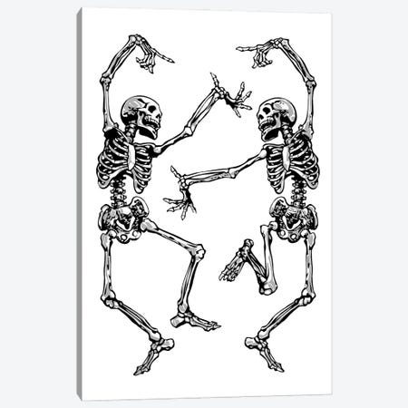 Dancing Skeletons White Canvas Print #AKM438} by Nikita Abakumov Art Print