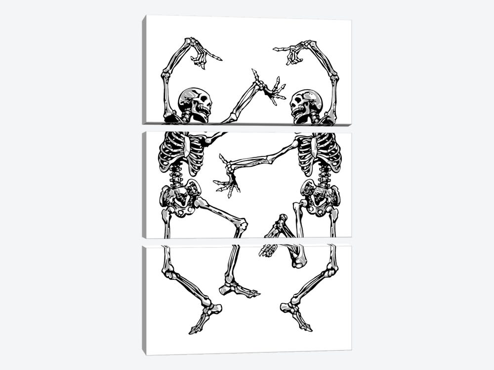 Dancing Skeletons White by Nikita Abakumov 3-piece Canvas Art Print