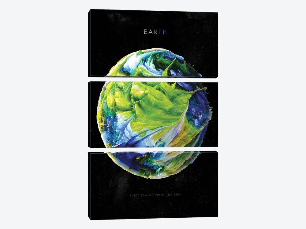 Solar System Earth 3-piece Canvas Print