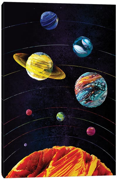 Solar System Portrait Canvas Art Print - Solar System Art