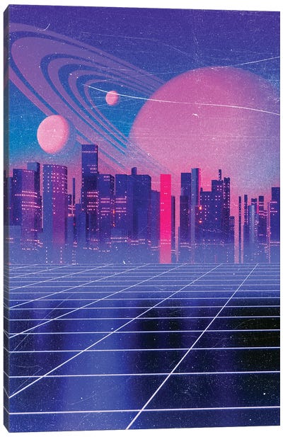 Retro Futurism Synthwave I Canvas Art Print - Cyberpunk Art