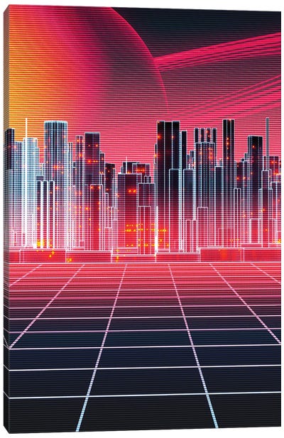 Retro Futurism Synthwave III Canvas Art Print - Cyberpunk Art