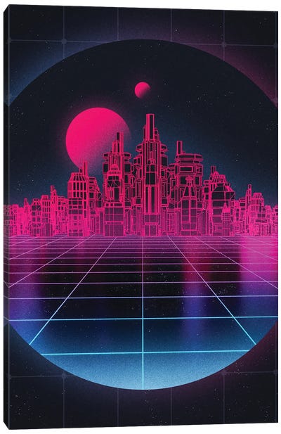 Retro Futurism Synthwave VIII Canvas Art Print - Cyberpunk Art
