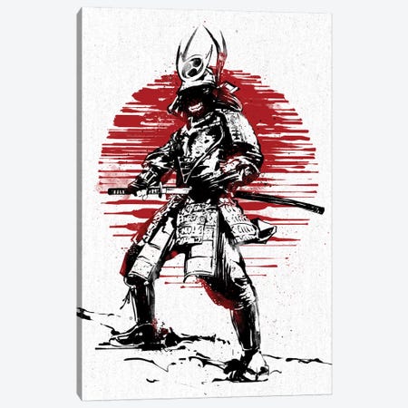 Red Sun Samurai Canvas Print #AKM73} by Nikita Abakumov Canvas Artwork