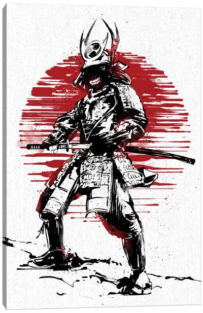 Red Sun Samurai Canvas Art Print - Samurai Art