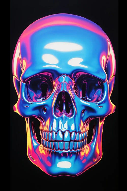 Pink Blue Purple Skull by Nikita Abakumov wall art