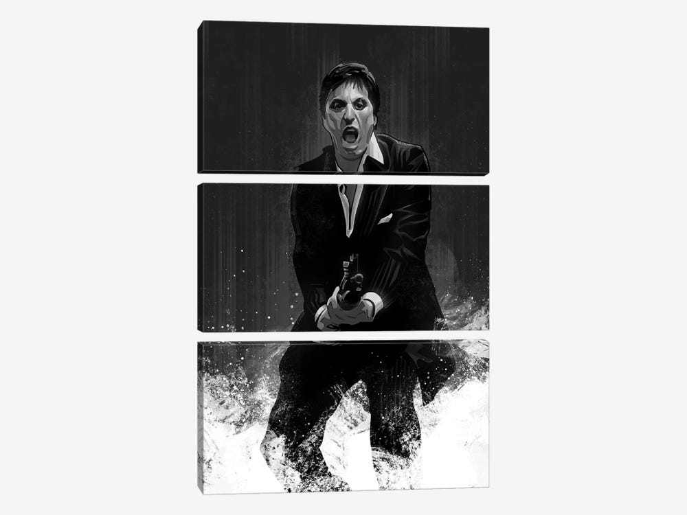 Scarface In Black And White by Nikita Abakumov 3-piece Canvas Print