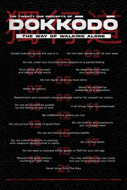 Dokkōdō Precepts On Black by Nikita Abakumov wall art
