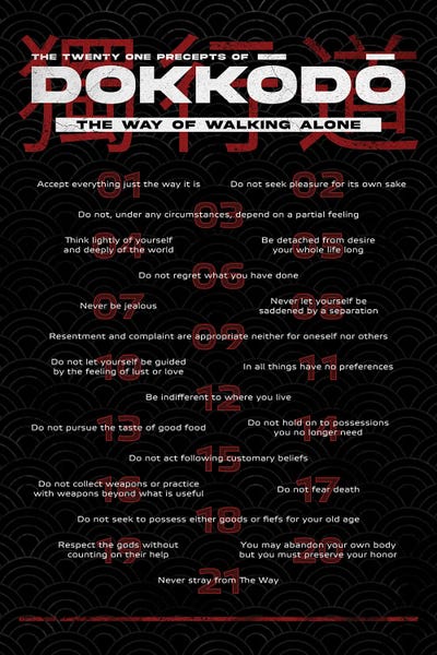 Japanese Culture: Dokkōdō Precepts On Black by Nikita Abakumov