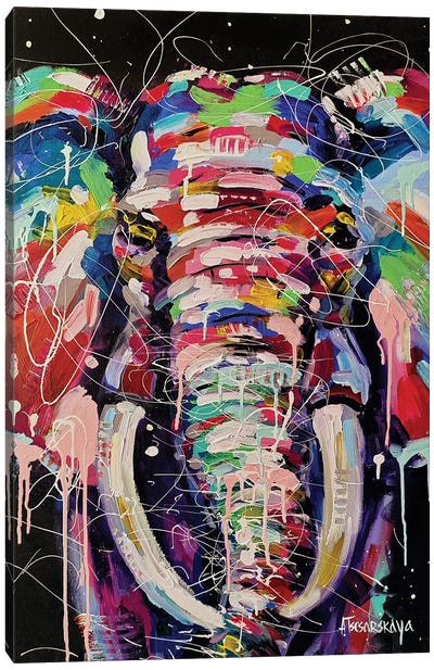 Colorful Elephant Canvas Art Print - Aliaksandra Tsesarskaya