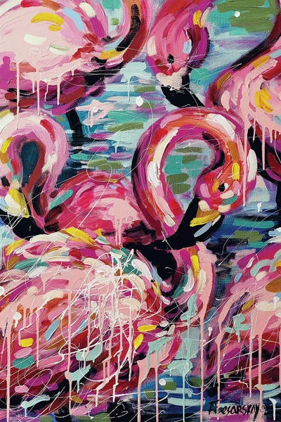 Flamingos: Pink Flamingo In Water by Aliaksandra Tsesarskaya
