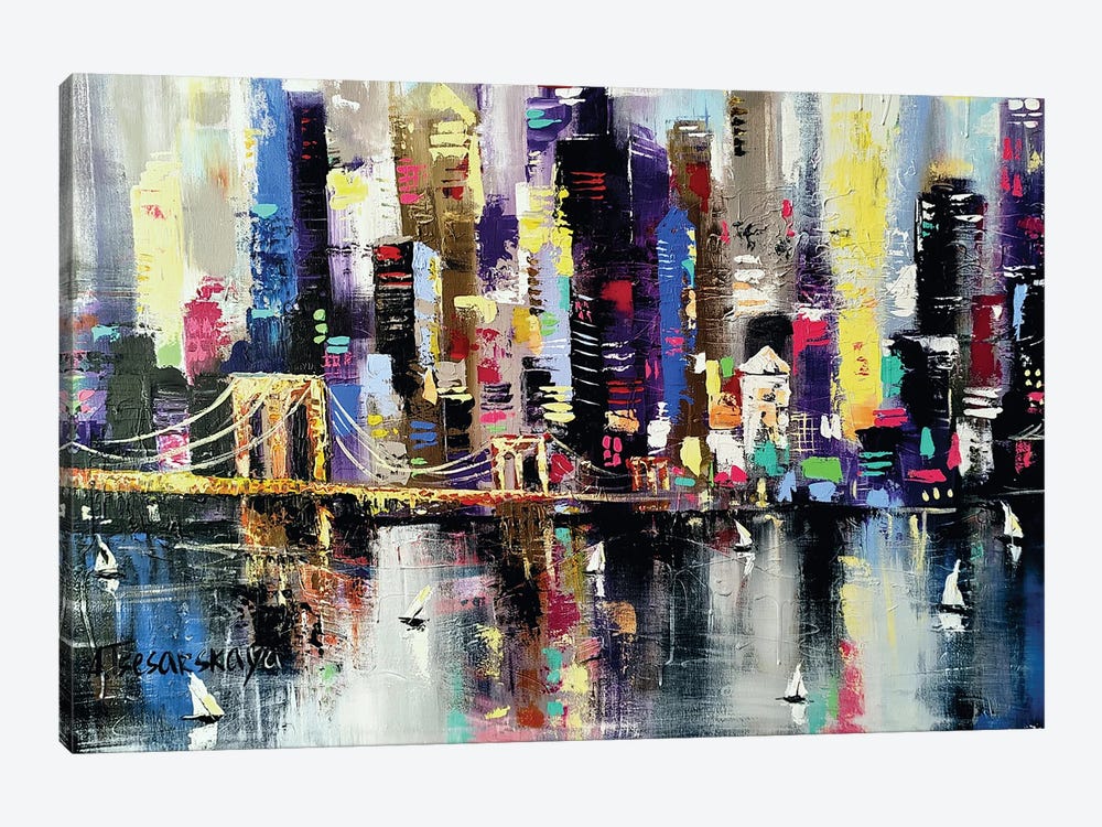 New York City In Night by Aliaksandra Tsesarskaya 1-piece Canvas Print