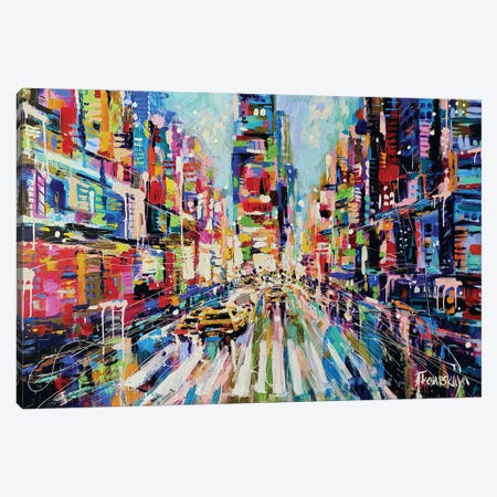 Colorful New York Street Canvas Print #AKT125} by Aliaksandra Tsesarskaya Canvas Print