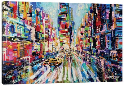 Colorful New York Street Canvas Art Print - Aliaksandra Tsesarskaya