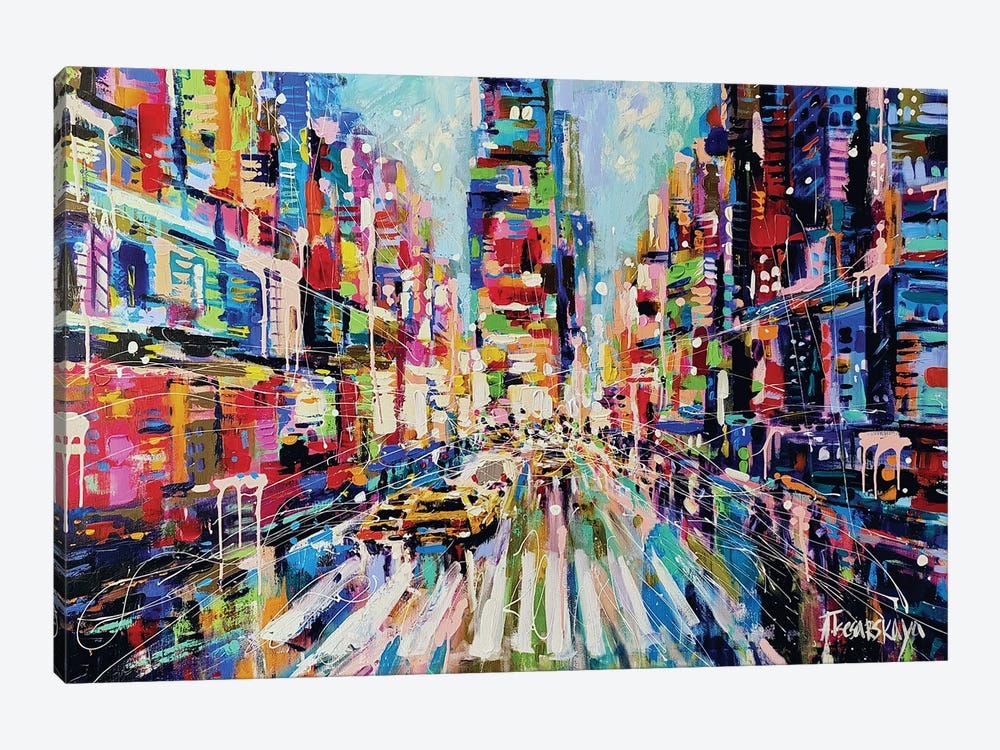 Colorful New York Street by Aliaksandra Tsesarskaya 1-piece Canvas Artwork