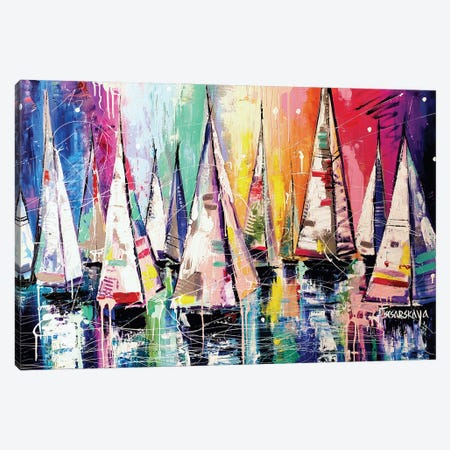 Colorful Sailboats Canvas Print #AKT127} by Aliaksandra Tsesarskaya Art Print