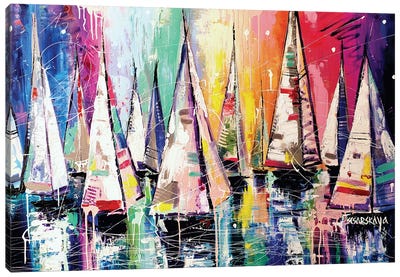 Colorful Sailboats Canvas Art Print - Aliaksandra Tsesarskaya