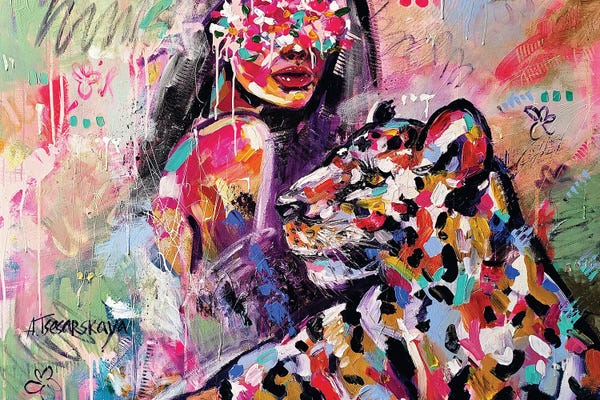 Leopards: Woman With Leopard by Aliaksandra Tsesarskaya