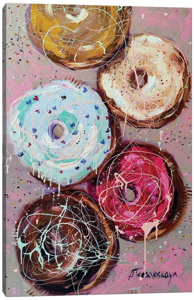 Sweet Donuts Canvas Art Print - Aliaksandra Tsesarskaya