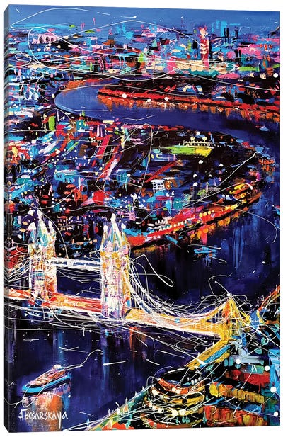 Night London Cityscape Canvas Art Print - England Art