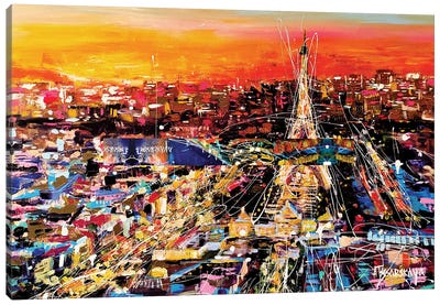 Sunset In Paris Canvas Art Print - Aliaksandra Tsesarskaya