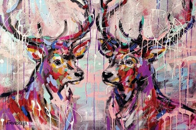 Wild Deers by Aliaksandra Tsesarskaya canvas print