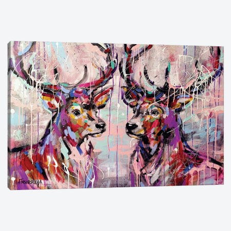 Wild Deers Canvas Print #AKT146} by Aliaksandra Tsesarskaya Canvas Art Print
