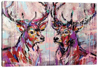 Wild Deers Canvas Art Print - Aliaksandra Tsesarskaya