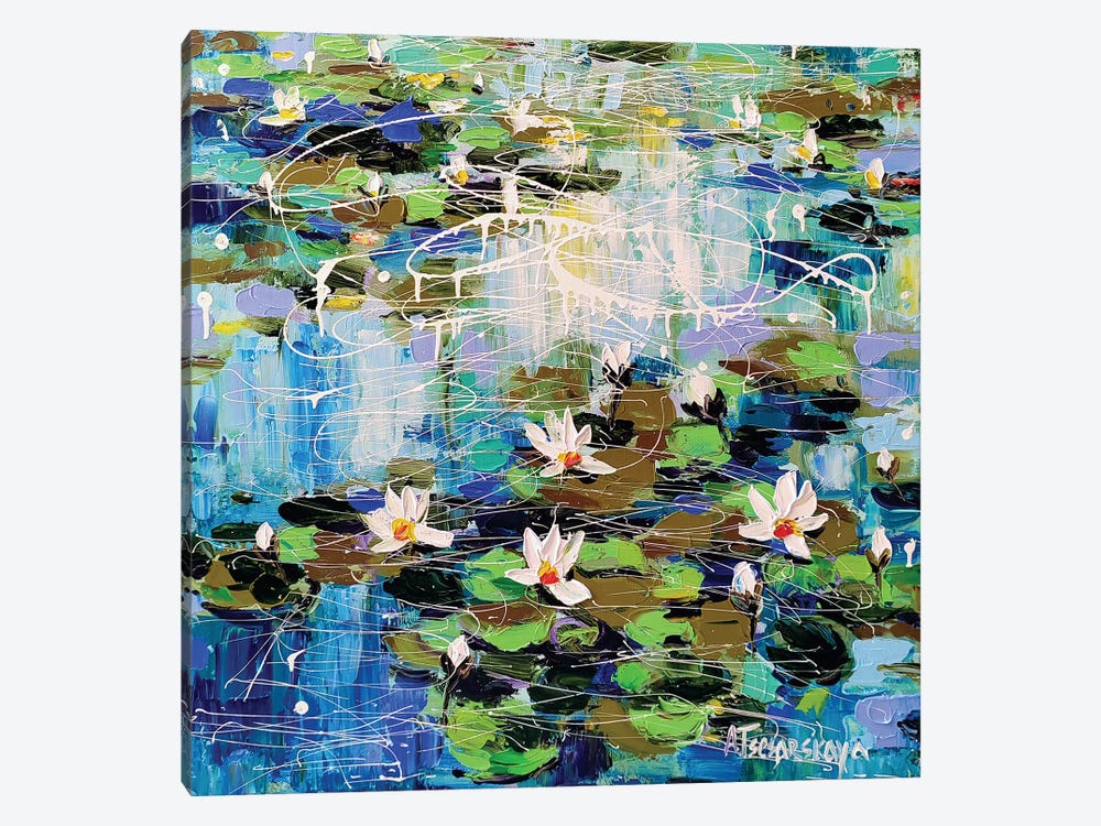 Lake With White Water Lilies by Aliaksandra Tsesarskaya 1-piece Art Print