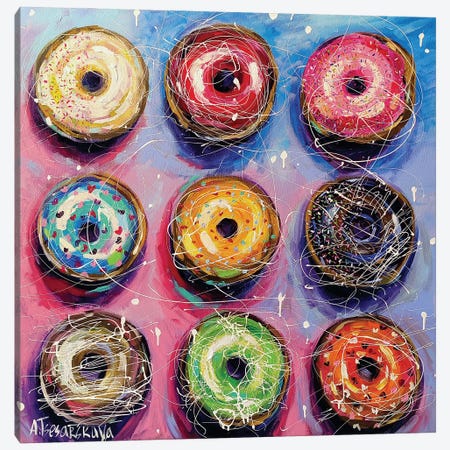 Colorful Donuts Canvas Print #AKT151} by Aliaksandra Tsesarskaya Canvas Art Print