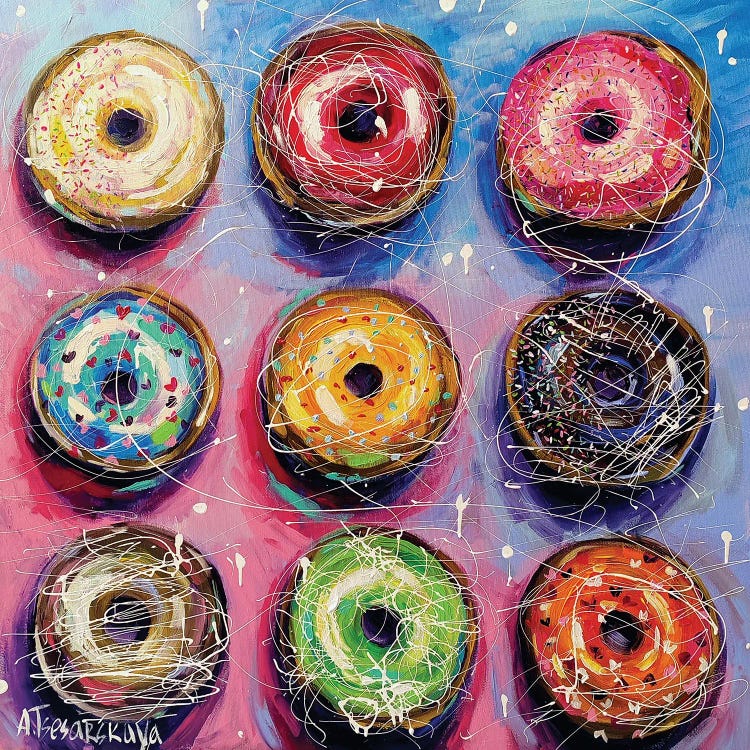 Colorful Donuts by Aliaksandra Tsesarskaya wall art