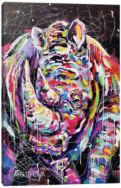 Rhinoceros Canvas Art Print - Aliaksandra Tsesarskaya