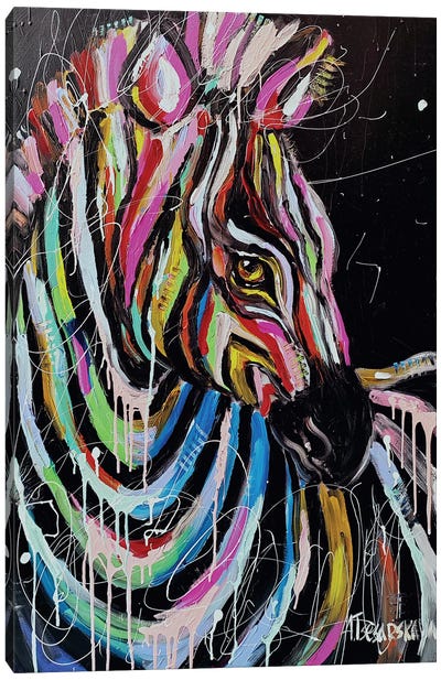 Colorful Zebra Canvas Art Print - Aliaksandra Tsesarskaya