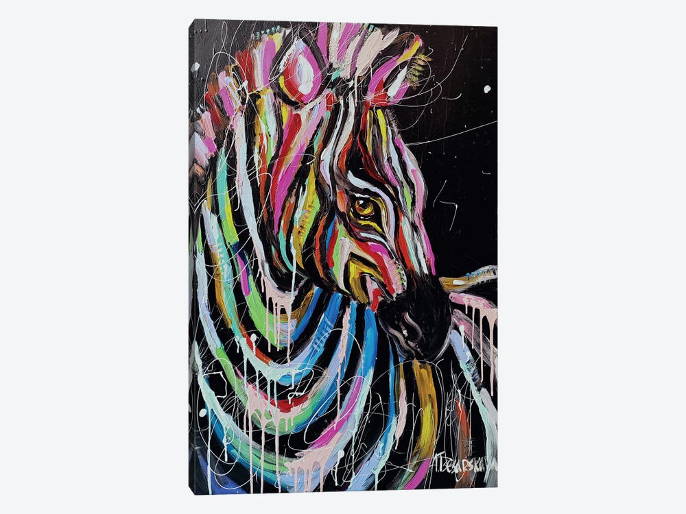 Colorful Zebra by Aliaksandra Tsesarskaya 1-piece Art Print