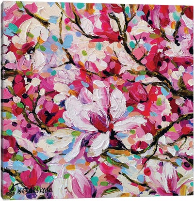 Magnolias Field Canvas Art Print - Magnolia Art