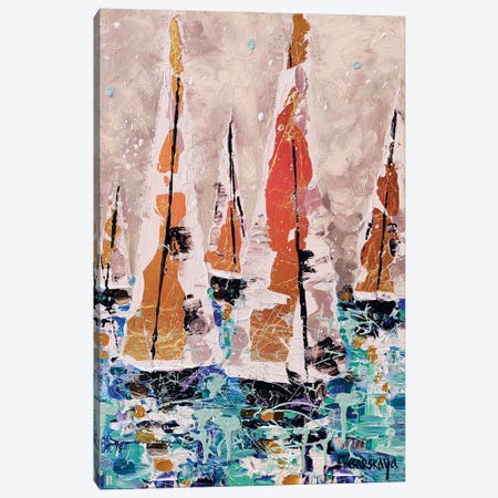 White Sailboats Canvas Print #AKT168} by Aliaksandra Tsesarskaya Canvas Art