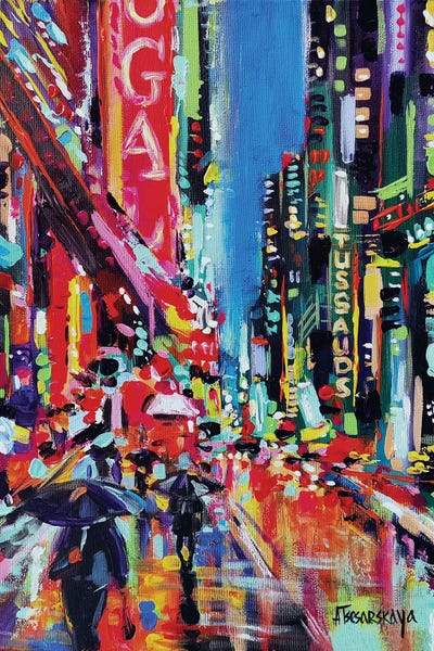 New York Street In Night by Aliaksandra Tsesarskaya art print