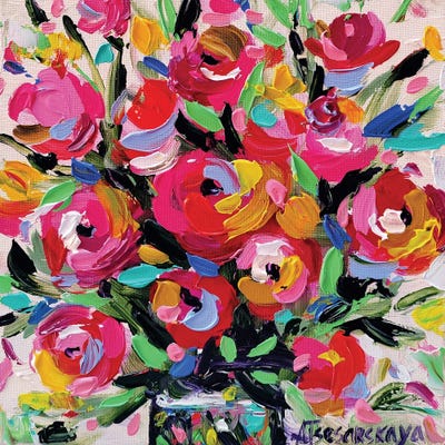 Red Flowers In Vase by Aliaksandra Tsesarskaya canvas print